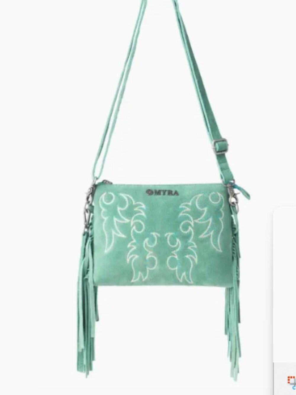 Myra Boot Stitch Suede Crossbody, Shoulder Bag Turquoise NWT